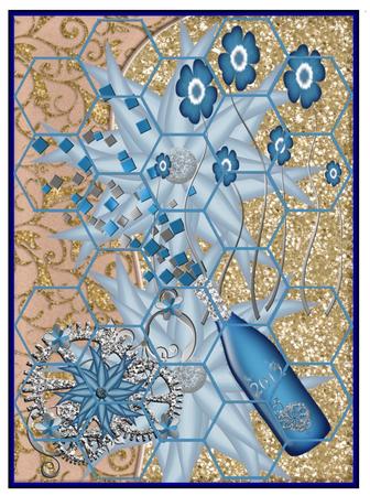 A5 Floral Glitter Card Fronts Cu & Pu by Christine Dixon