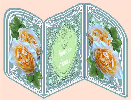 Apricot Rose Layered Designer Transparent Background by Christine Dixon