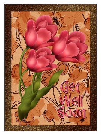 Burnt Orange Painted Tulips A4 Backing Paper by Christine Dixon