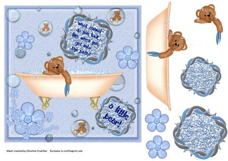 Bath Tub Bear Clip Art by Christine Dixon