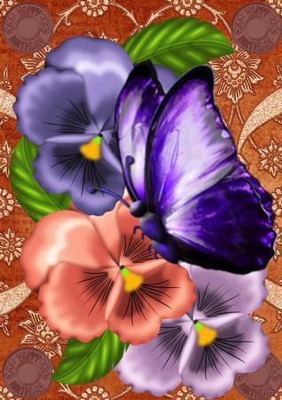 Burnt Orange Entwined Glitter Floral A4 Backing Paper by Christine Dixon
