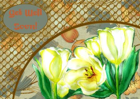 Olive Sun Painted Tulips A4 Backing Paper by Christine Dixon