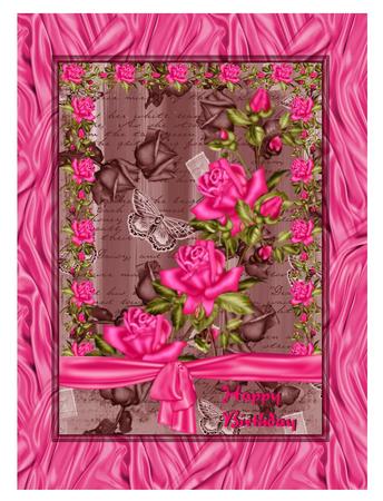 Dusky Pink Painted Rose Butterfly A4 Backing Paper by Christine Dixon
