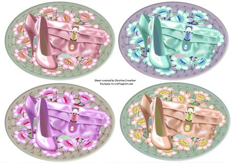 4 Cu4cu Floral Oval Frames by Christine Dixon