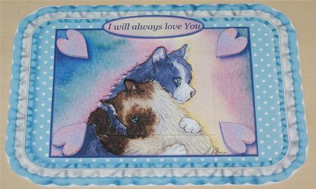 Pink and Blue Frilly Edged Spotted Padded Frames Cu by Christine Dixon
