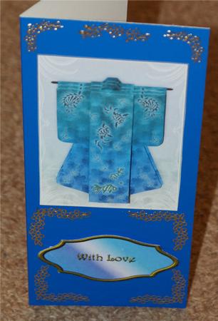 A6 Sealife Kimono Card in Turquoise Decoupage by Christine Dixon