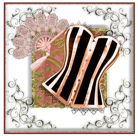 Pink Flower Gold Damask A4 Backing Paper by Christine Dixon