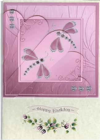 Diamonte Dragonflies Quick Card with Fan Pyramage Topper by Christine Dixon