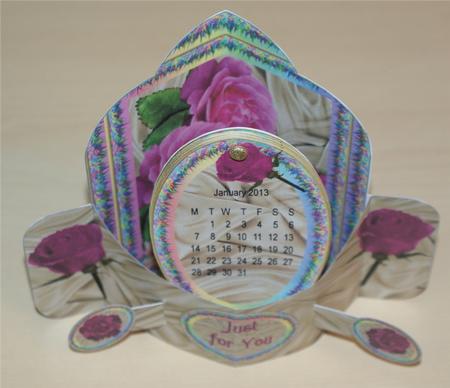 Pink Roses Calendar Push and Pull Card Kit by Christine Dixon