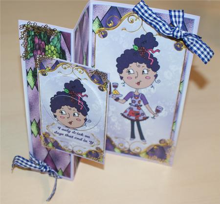 Wine Drinker Dl No Hole Foldback Card by Christine Dixon
