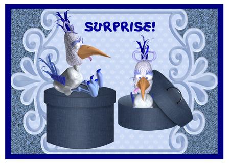 Blue Crazy Birds by Christine Dixon