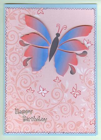 Cyan Neon-red Butterfly by Christine Dixon
