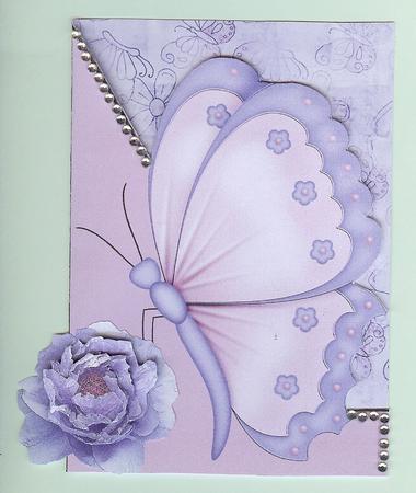 Pink and Blue Butterfly A5 Shaped Front Print and Fold Card by Christine Dixon