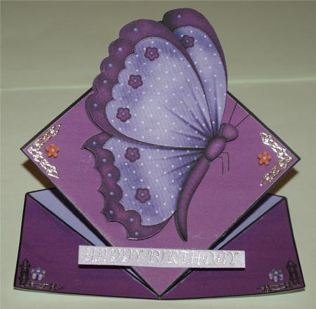 Purple Butterfly Pop Up Spring Card by Christine Dixon