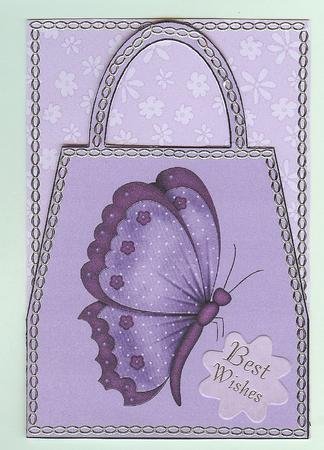 Purple Butterfly Handbag Card by Christine Dixon