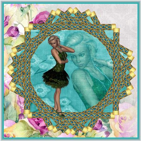 Floral Border Teal A4 Backing Paper by Christine Dixon