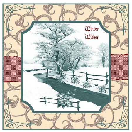 In the Snow Vintage Scene Print the Size to Suit Your Project Greens by Christine Dixon