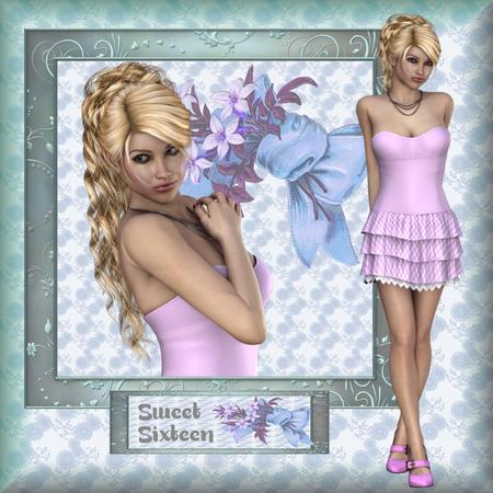 Beauty in a Pink Lace Ruffle Dress 5 Cu4cu Png Graphics by Christine Dixon