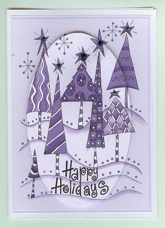 A5 Purple Christmas Trees by Christine Dixon
