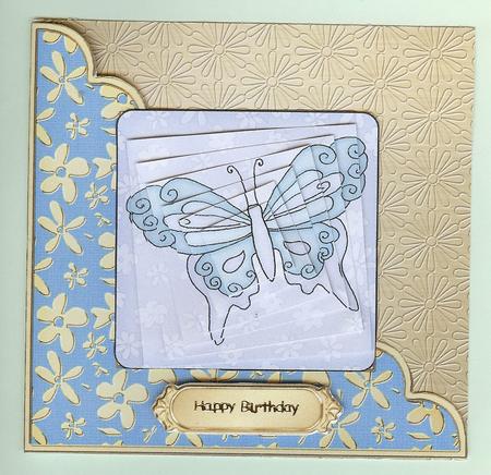 Gold Floral Cut and Fold Corner Card Plain Card Base by Christine Dixon
