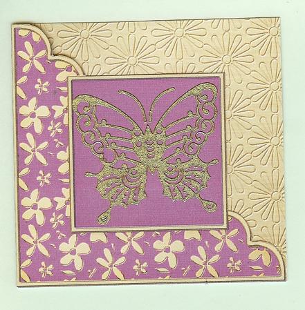 Gold Floral Cut and Fold Corner Card Plain Card Base by Christine Dixon
