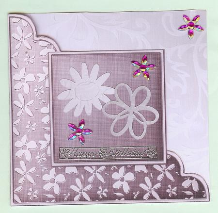 Metallic Floral Cut and Fold Corner Card Plain Card Base by Christine Dixon