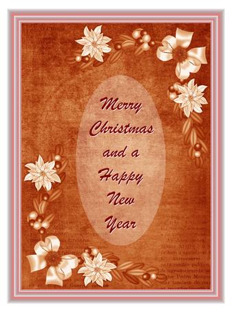 Burnt Orange White Poinsettia Corners A4 Backing Paper by Christine Dixon