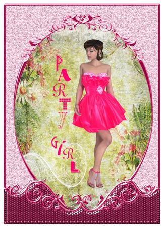 6 Pink Party Dress Poser Tubes by Christine Dixon