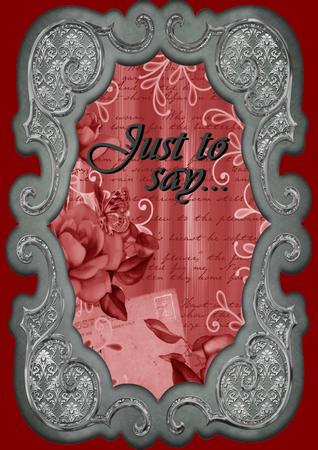 Red Painted Rose Postcard A4 Backing Paper by Christine Dixon