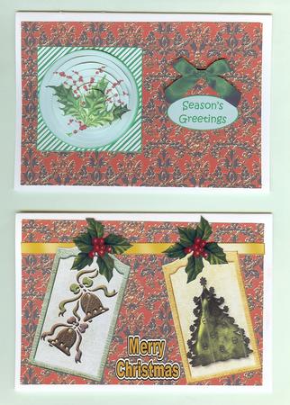 Red Poinsettia Matching Damask Backing Paper by Christine Dixon