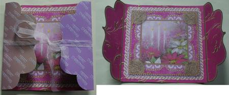 Pink Poinsettia 1 Lace Bracket Wrap Card by Christine Dixon