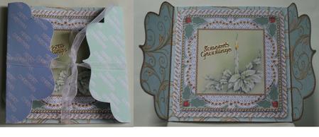 Pastel Poinsettia 1 Lace Bracket Wrap Card by Christine Dixon
