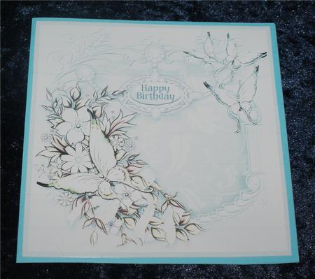 Aqua Flowers and Butterflies on an Arched Frame 8x8 Decoupag by Christine Dixon