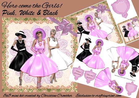 6 Summer Ladies in Pink Poser Tubes by Christine Dixon
