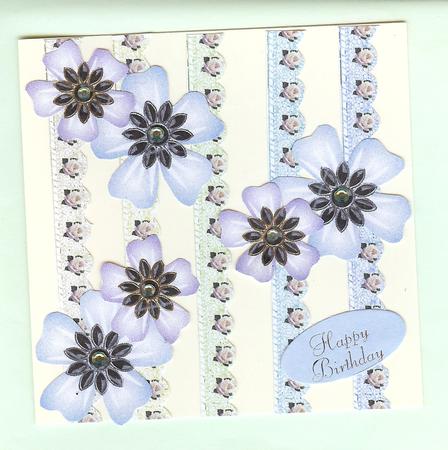 Pretty Jewelled Flower Emb Lilac/blue by Christine Dixon