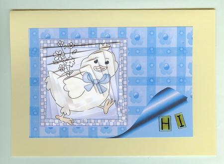 Pretty Pastel Background Paper in Gingham Turquiose with Flowers by Christine Dixon