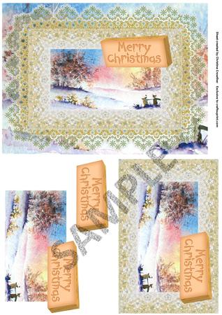Christmas Lace Frames - Green Flowers by Christine Dixon