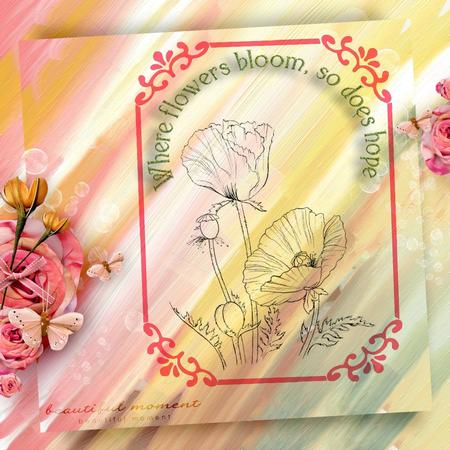 Digital Stamp - Poppies in Frame by Christine Dixon