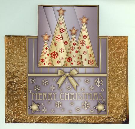 Snowflakes Christmas Trees Vertical Fold Back Grey by Christine Dixon