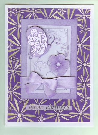 Butterflies 'n Blooms Lilac A5 Card Front with Step by Step by Christine Dixon