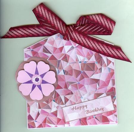 Mosaic Tag Card with Flower Toppers by Christine Dixon
