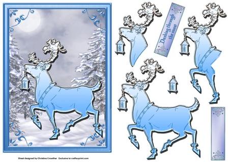 Reindeer with Lantern by Christine Dixon