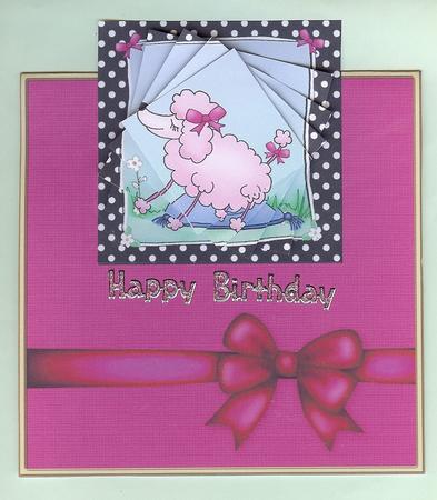 Cute Poodle Easy Over the Edge Card N Spiral Pyramid by Christine Dixon