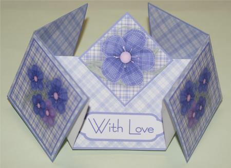 Silk Flower in Purple Double Diamond Fold Card by Christine Dixon