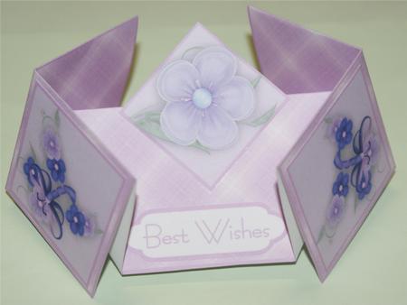 Silk Flowers in Pink Double Diamond Fold Card by Christine Dixon
