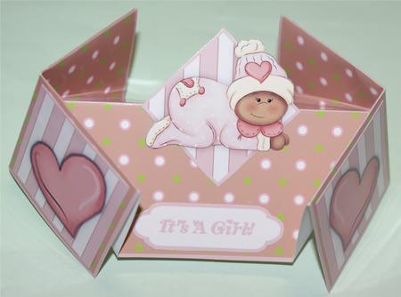 New Baby Girl Splash 2 Double Diamond Fold Card by Christine Dixon