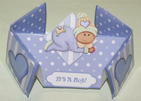 New Baby Boy Splash 2 Double Diamond Fold Card by Christine Dixon