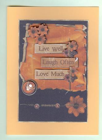 Shabby Chic Live, Laugh, Love Card Topper by Christine Dixon