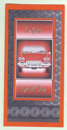 Red Corvette Tri Fold Step Shutter Card by Christine Dixon