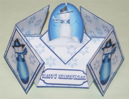 Frosty Snowmen Double Diamond Fold Card by Christine Dixon